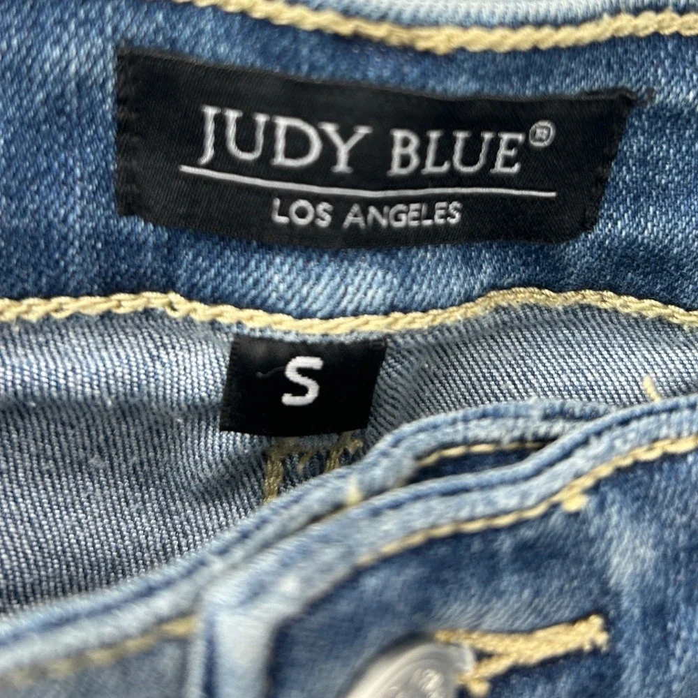Judy Blue Distressed Denim Bermuda Shorts Light Wash Stretch JB182129LT Size S